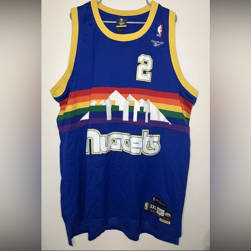 Vintage Reebok Hardwood Classics Alex English Jersey Denver Nuggets Rainbow 3XL
